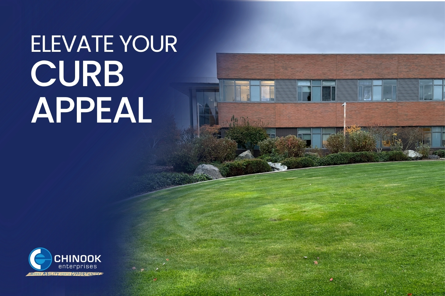 building and green lawn