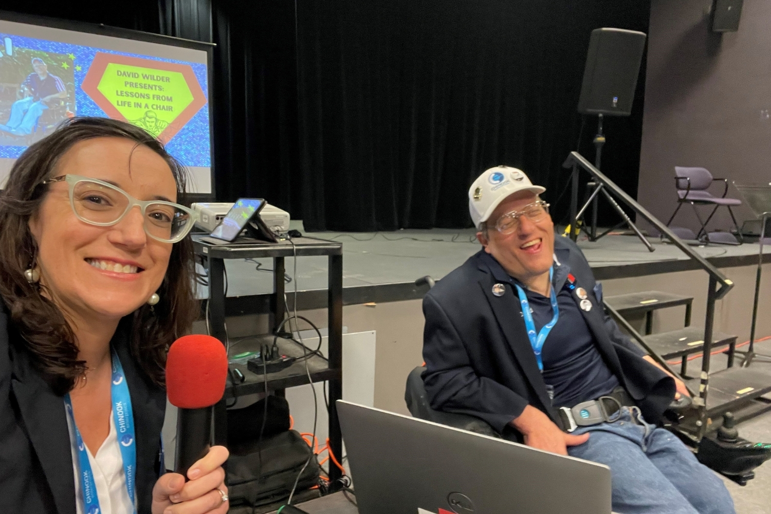 woman and man laughing