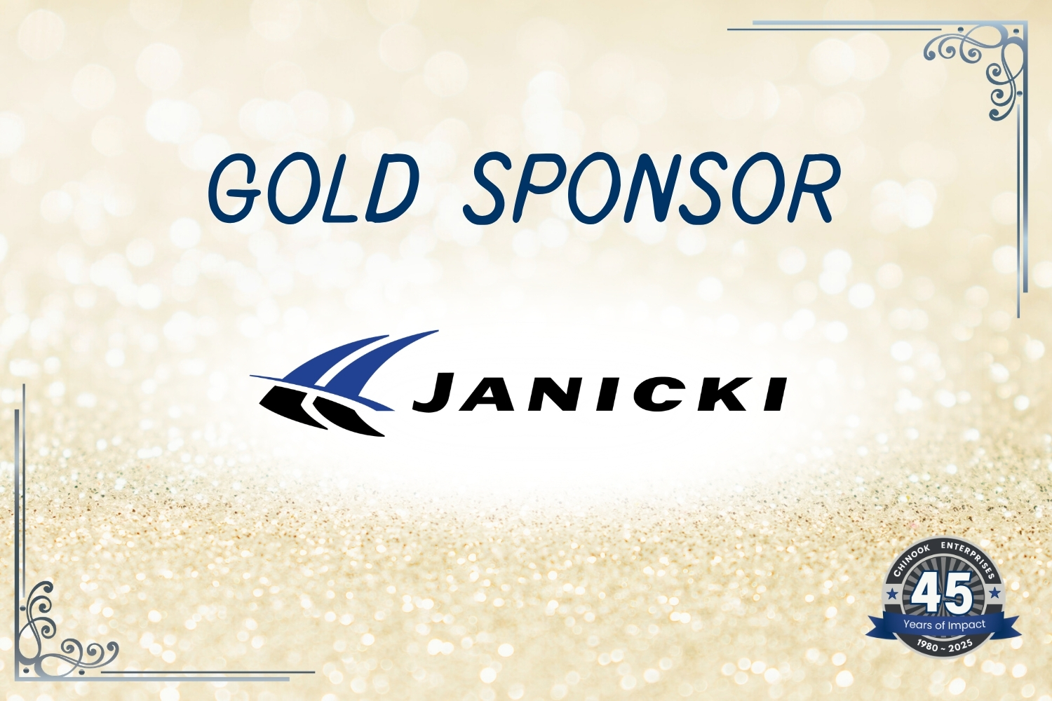 text and logos on gold background