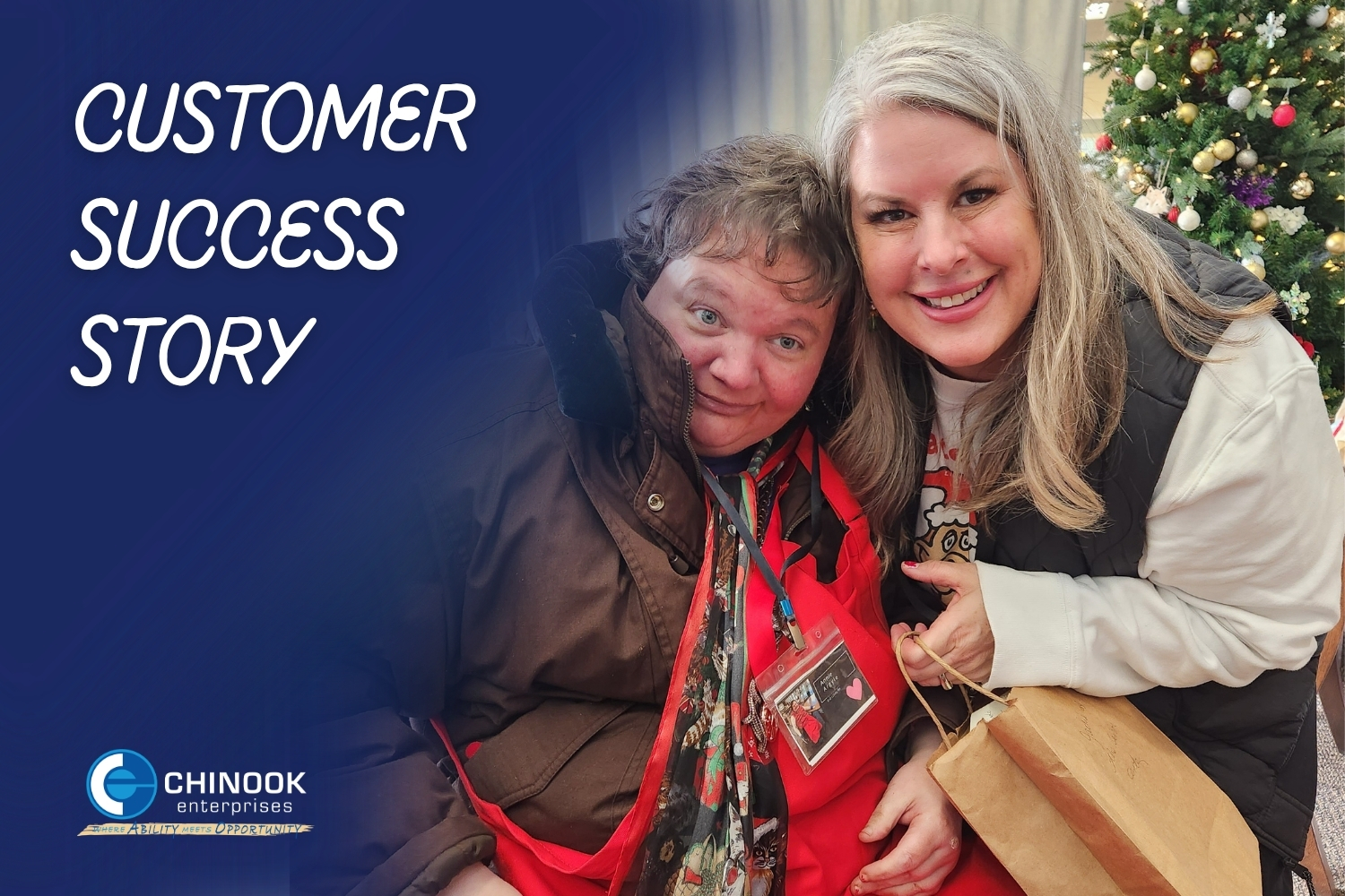 two smiling women at christmas