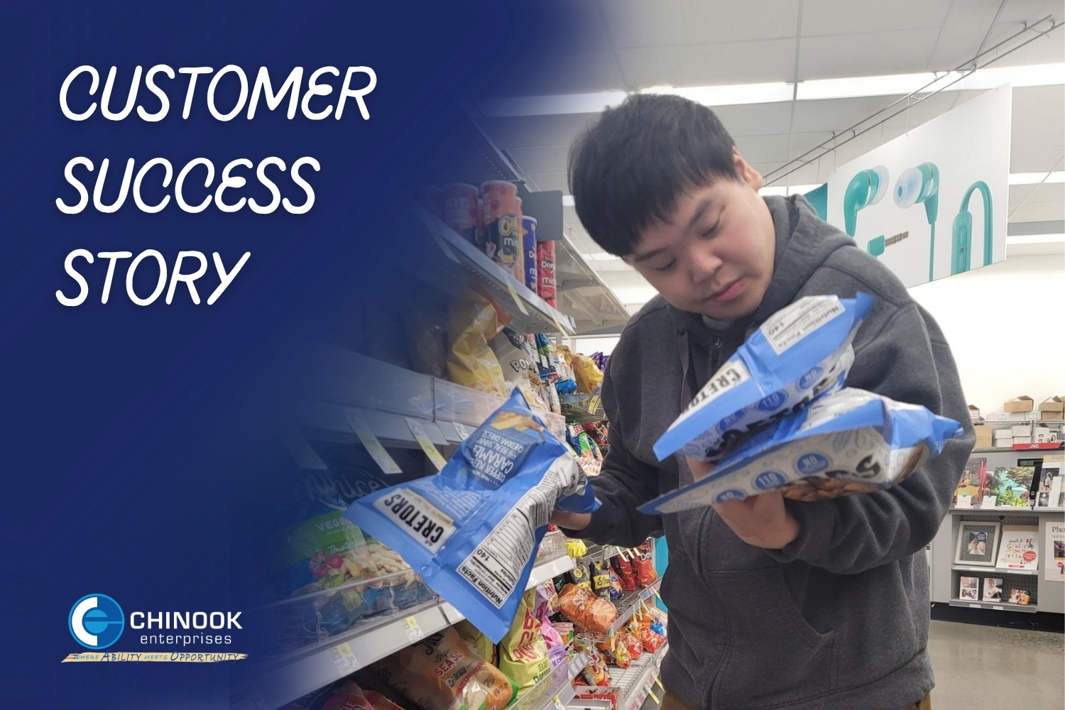man checking products at Walgreens