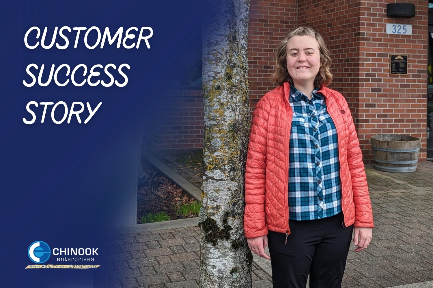 smiling woman outside